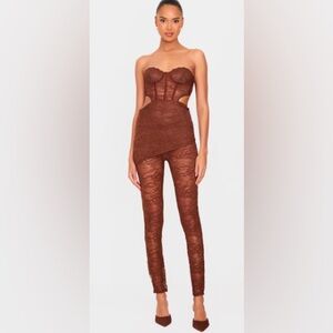 Elegant Brown Lace Jumpsuit